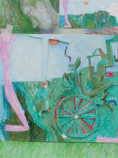 Agnes Scherer, Girl with wheel (working on sth else) (detail), 2025 - © sans titre