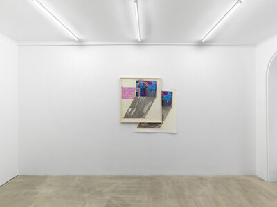 Agnes Scherer, Rain in Giverny 2, 2025, fully light resistant ink on paper and Chinese rice paper imitating tape, 81.5 x 74.5 cm (unframed), 87 x 80 cm (framed), unique - © sans titre