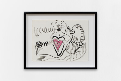 Aysha E Arar, Even flower do love you, can you believe?, 2024, pen on paper, 37 x 29.3 cm (framed), unique - © sans titre