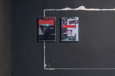 Basile Ghosn, Your silent face (1&2), 2019, Xeroxed copies, tape, graphite, dye, steel and found plexiglas, 21 x 29.7 cm (each), unique - © sans titre