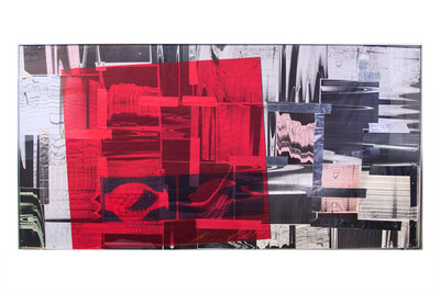 Basile Ghosn, World of echo, 2019, Xeroxed copies, aluminum tape, plexiglas and artist’s frame (steel), 100 x 200 cm, unique - © sans titre