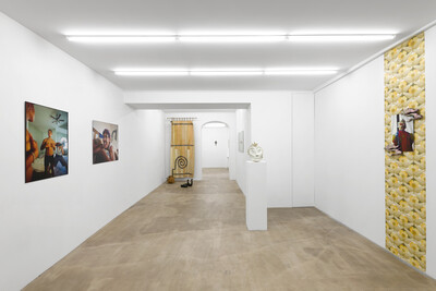 exhibition view with Elijah Ndoumbe, Aëla Maï Cabel, Jordan Roger Barré and Kianuë Tran Kiêu - © sans titre