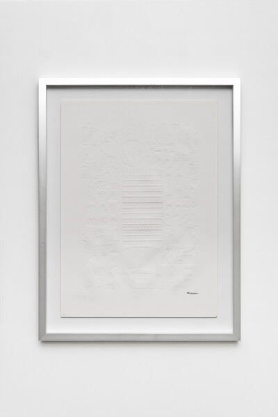 Ezio Gribaudo, Logogrifo (Logogriph), 1966, embossing on blotting paper, 72.5 x 55.7 cm, unique - © sans titre