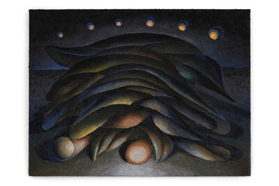 Alicia Adamerovich, Untitled, 2022, sand, pumice and oil on linen, 91.4 x 121.9 cm, unique - © sans titre