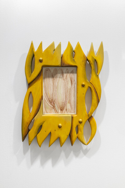 Alicia Adamerovich & Ezio Gribaudo, Untitled, 2022, pencil on paper, oil, acrylic and wood dye on wood, 81.3 x 62.2 x 7.6 cm, unique - © sans titre