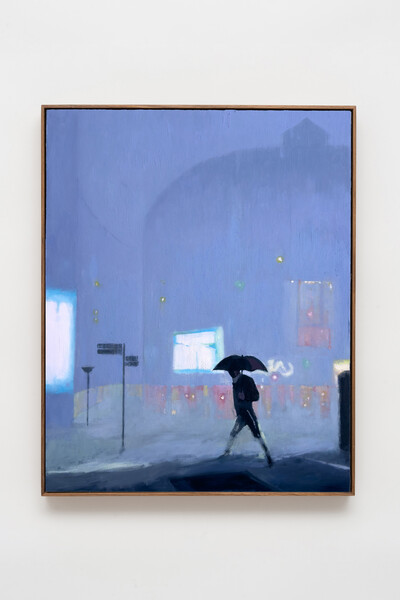 Robert Brambora, Umbrella, 2024, oil on paper mounted on wood, wooden frame, 50 x 40 cm, unique - © sans titre