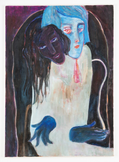 Jessy Razafimandimby, du thé au bout des lèvres, 2022, acrylic on bed sheet, 72 x 52 cm, unique - © sans titre