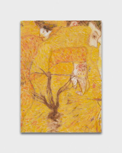 Jessy Razafimandimby, Les secrets se réfugient dans nos poches, 2022, acrylic on bed sheet, 40 x 29 cm, unique - © sans titre