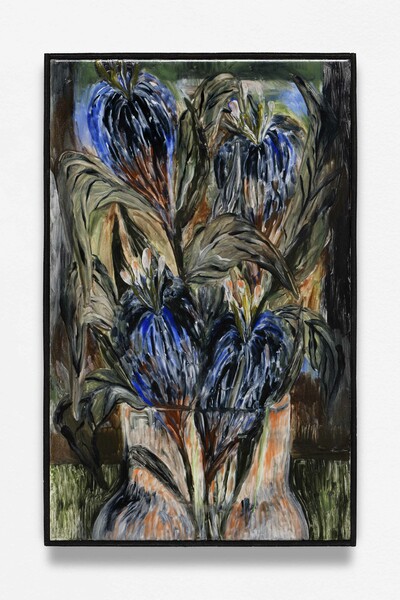 Jacent, Strange Fruit (M), 2023, painting on glazed earthenware, baked, mounted on plywood, artist frame, 41 x 25.8 cm, unique - © sans titre