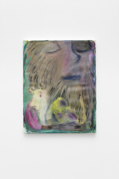 Jessy Razafimandimby, Piège Loyal, 2022, acrylic and oil on bed sheet, 32 x 25 cm, unique - © sans titre