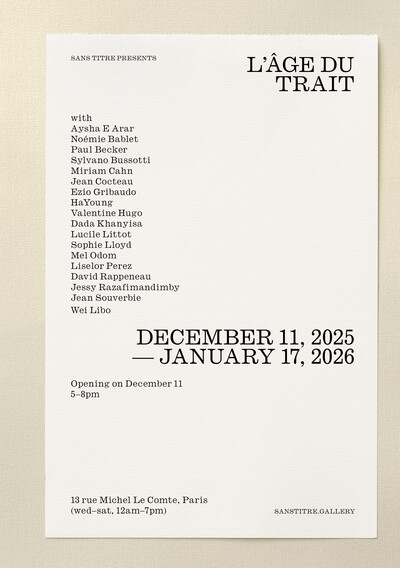 «&#160;L’âge du trait&#160;», Paris (upcoming) - © sans titre