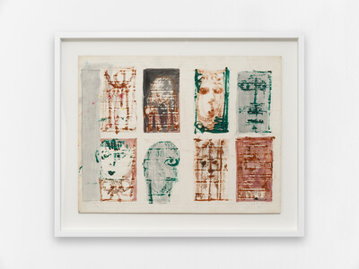 Ezio Gribaudo, Flani e ritratti, 1960, mixed media on paper, 41 x 53 cm (unframed), 54.5 x 66.5 x 3.5 cm (framed), unique - © sans titre
