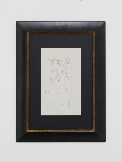 Leonor Fini, Femme et squelette, circa 1970, Indian ink on paper, 32 x 20 cm, unique - © sans titre