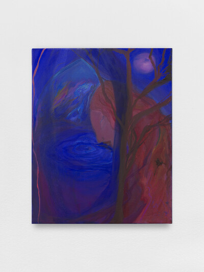 Sequoia Scavullo, Someone called the moons reflection their own, but lacked the stomach to digest it. Her being me, 2025, oil on canvas, 50 x 40 cm, unique - © sans titre