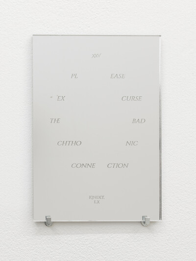 Hanne Lippard, Echo Curse XXV, 2021, laser-engraving on mirrored plexiglass, 17.7 x 11.6 cm, unique - © sans titre