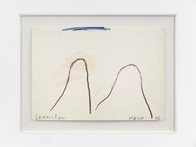 José Leonilson, Duas montanhas, 1982, oil painting and colored pencil on paper, 34 x 47.5 cm, unique - © sans titre