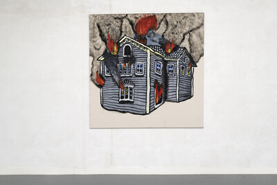 Orfeo Tagiuri, Burning Home, 2018, oil and acrylic on canvas, 170 x 170 cm - © sans titre