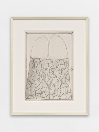 Paul Becker, Mourner & Veil, 2026, coloured pencil on paper, 42 x 29.7 cm (unframed), 59 x 46.7 cm (framed), unique - © sans titre