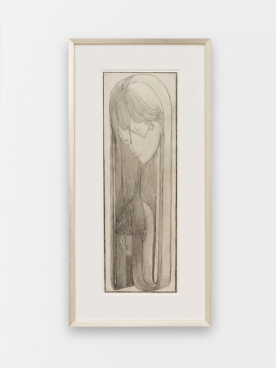 Paul Becker, Untitled (Mother and Siblings), 2026, coloured pencil on paper, 55.5 x 18.2 cm (unframed), 72.5 x 35.7 cm (framed), unique - © sans titre