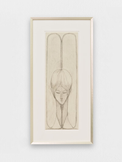 Paul Becker, Untitled (Wolf’s Head Collar), 2026, coloured pencil on paper, 55.5 x 18.8 cm (unframed), 72.5 x 35.7 cm (framed), unique - © sans titre