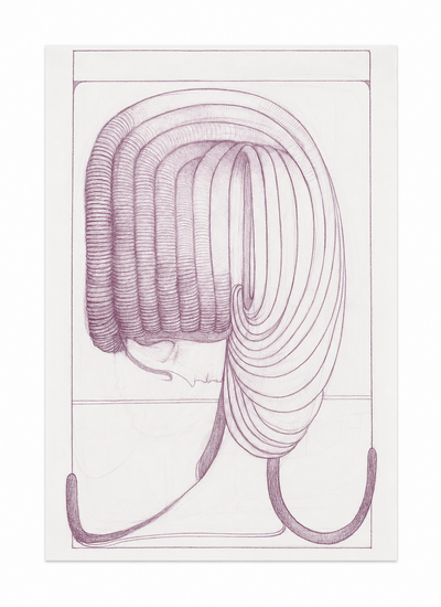 Paul Becker, Untitled (Ribbed Figure), 2026, coloured pencil on paper, 60.8 cm x 42 (unframed), unique - © sans titre