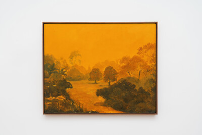 Robert Brambora, Landscape, 2021, oil and gouache on wood, wooden frame, 40 x 50 cm, unique - © sans titre