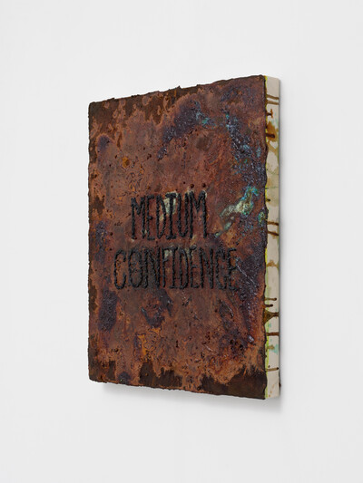 Tanja Nis-Hansen, No title, 2025, iron primer and oxidation medium on canvas, 50 x 40 cm, unique - © sans titre