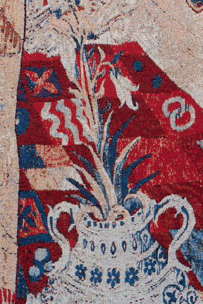 Zuzanna Czebatul, A Trillion Threads Still Weaving (Blue Veil) (details), 2023, cotton, polyester, steel, 220 x 165 x 10 cm, unique - © sans titre