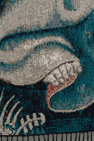 Zuzanna Czebatul, A Trillion Threads Still Weaving (Green Veil) (details), 2023, cotton, polyester, steel, 220 x 165 x 10 cm, unique - © sans titre